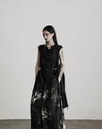 DOINDULGE Drape Shoulder Vest with Asymmetric Hemline and Textured Knit