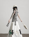 DOINDULGE Striped Deconstructed Tank Top and Elongated Scarf Set