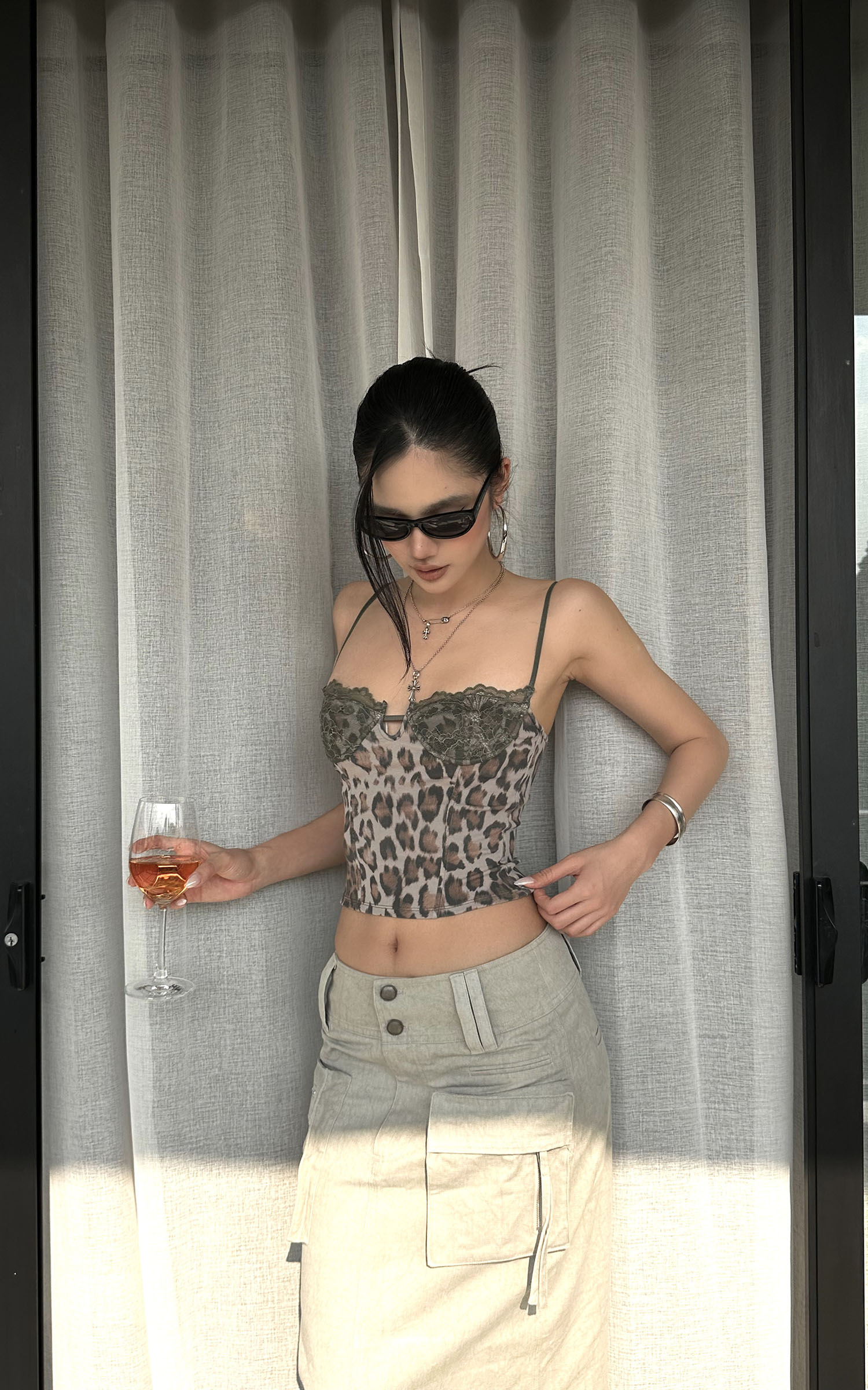 ROVENTE Leopard Lace Corset Cami - PINKPARKS