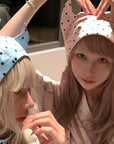 Rase le sol Polka-Dot Satin Little Devil Tie Bonnet - PINKPARKS