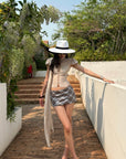 ROVENTE Sequin Plaid Mini Skirt - PINKPARKS