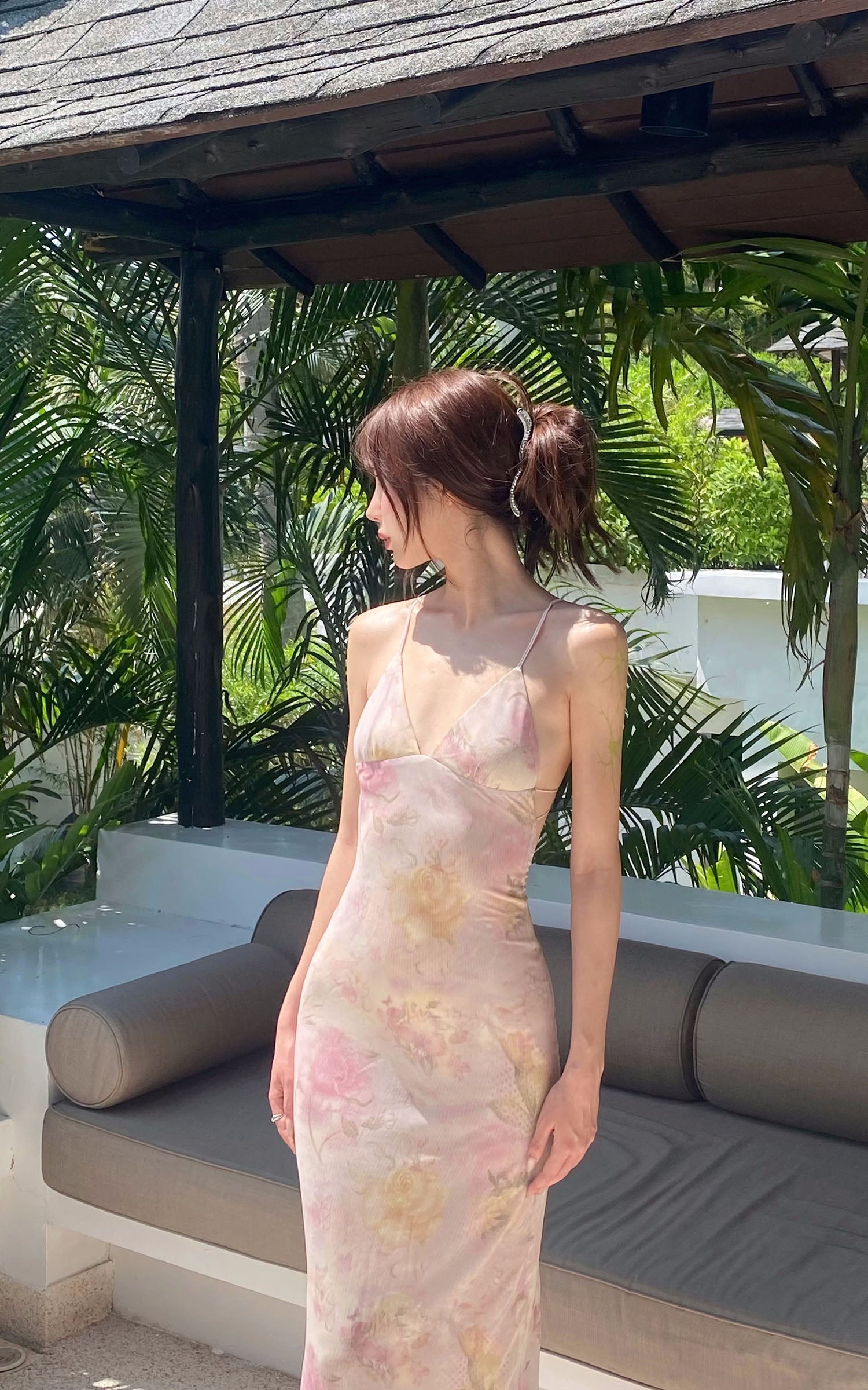 DreamyNerd Floral Sheer Backless Slip Dress - PINKPARKS