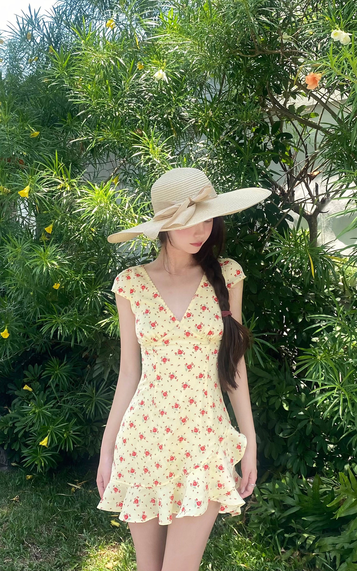 DreamyNerd Ruffle Hem Floral Mini Dress - PINKPARKS