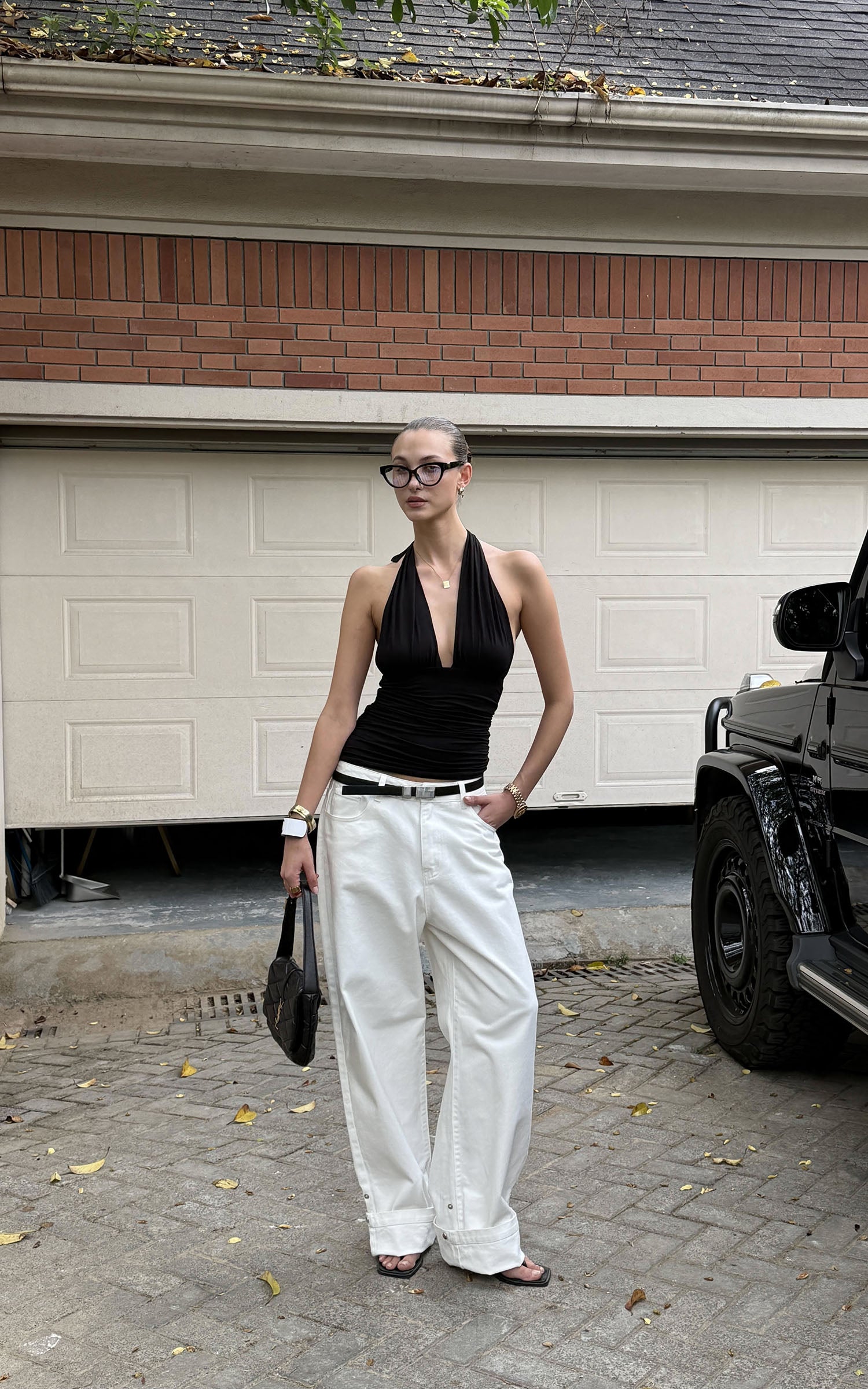 0122stepll 셔링 홀터 슬리브리스 탑