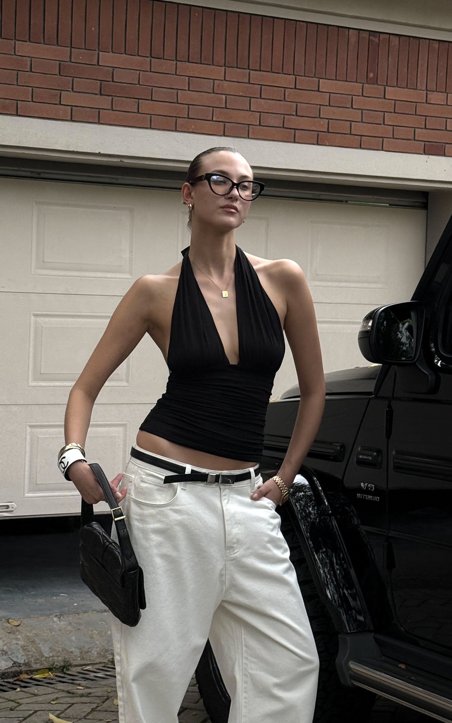 0122stepll 셔링 홀터 슬리브리스 탑