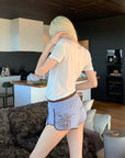 Rase le sol Distressed Ribbed Cotton Shorts - PINKPARKS