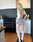 Rase le sol Distressed Ribbed Cotton Shorts - PINKPARKS