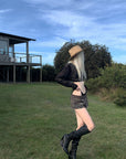 Rase le sol Sheer Knit Long-Sleeve Top - PINKPARKS