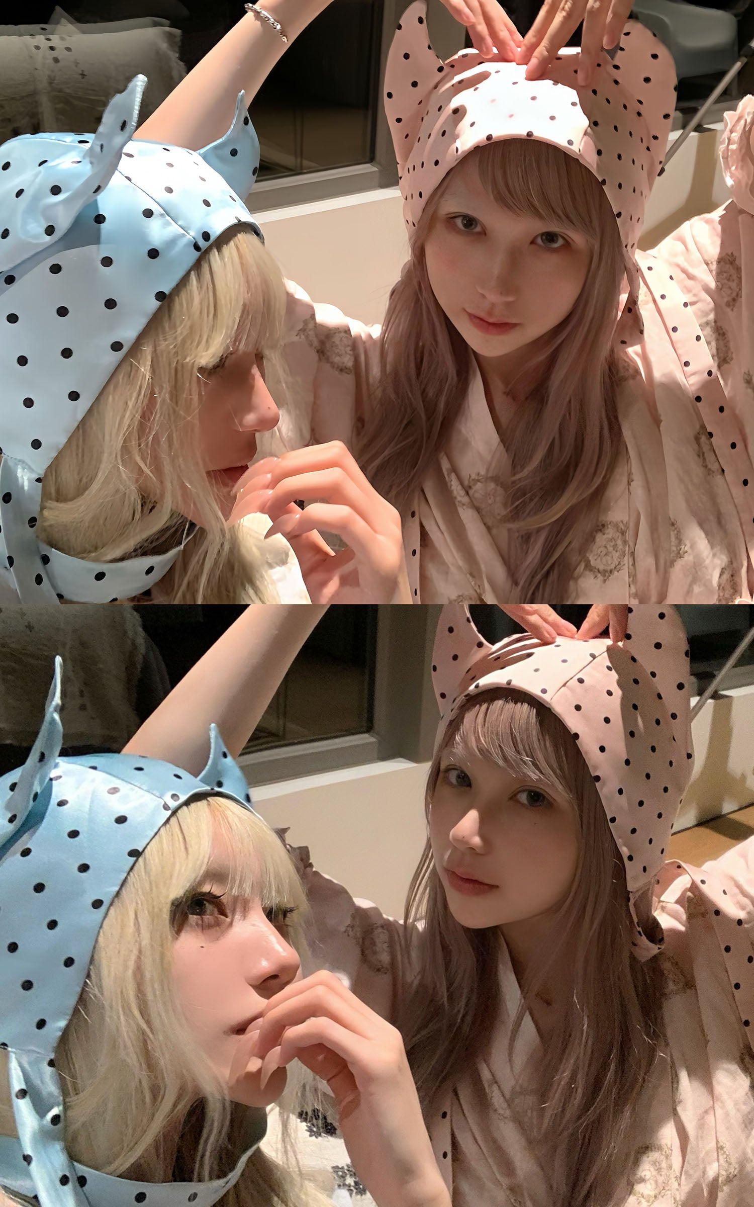 Rase le sol Polka-Dot Satin Little Devil Tie Bonnet - PINKPARKS