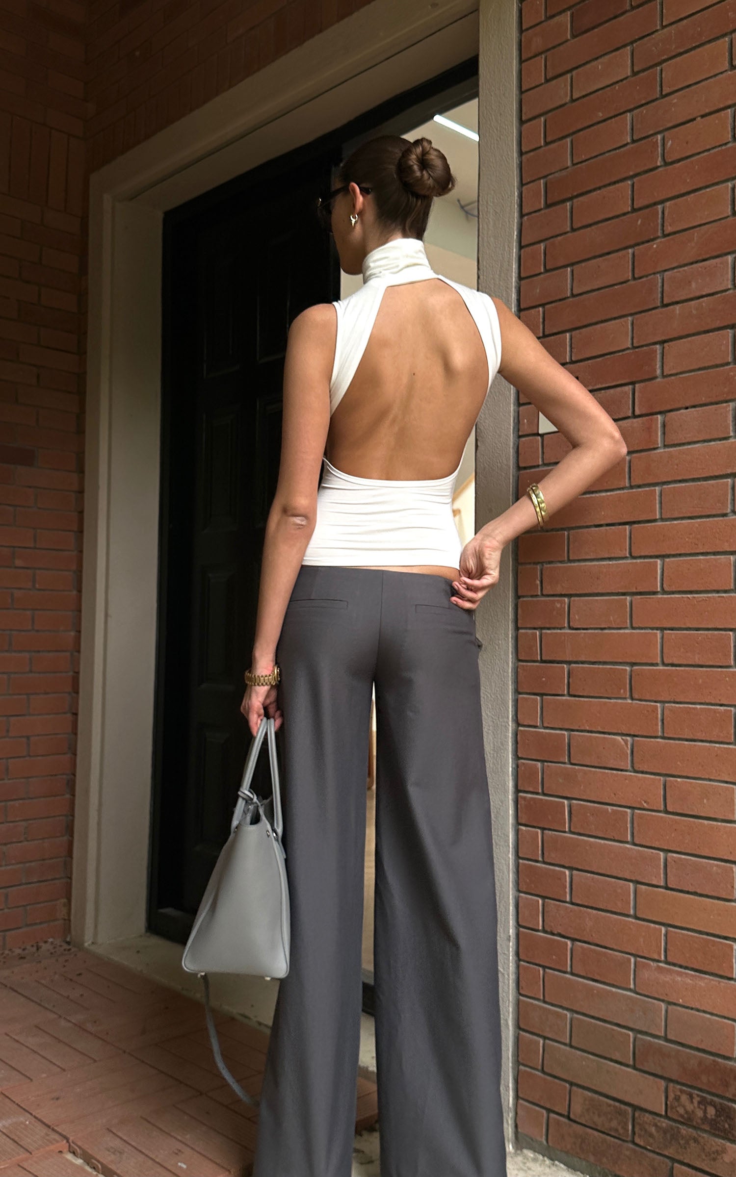 0122stepll Haut sans dos à col montant et sans manches