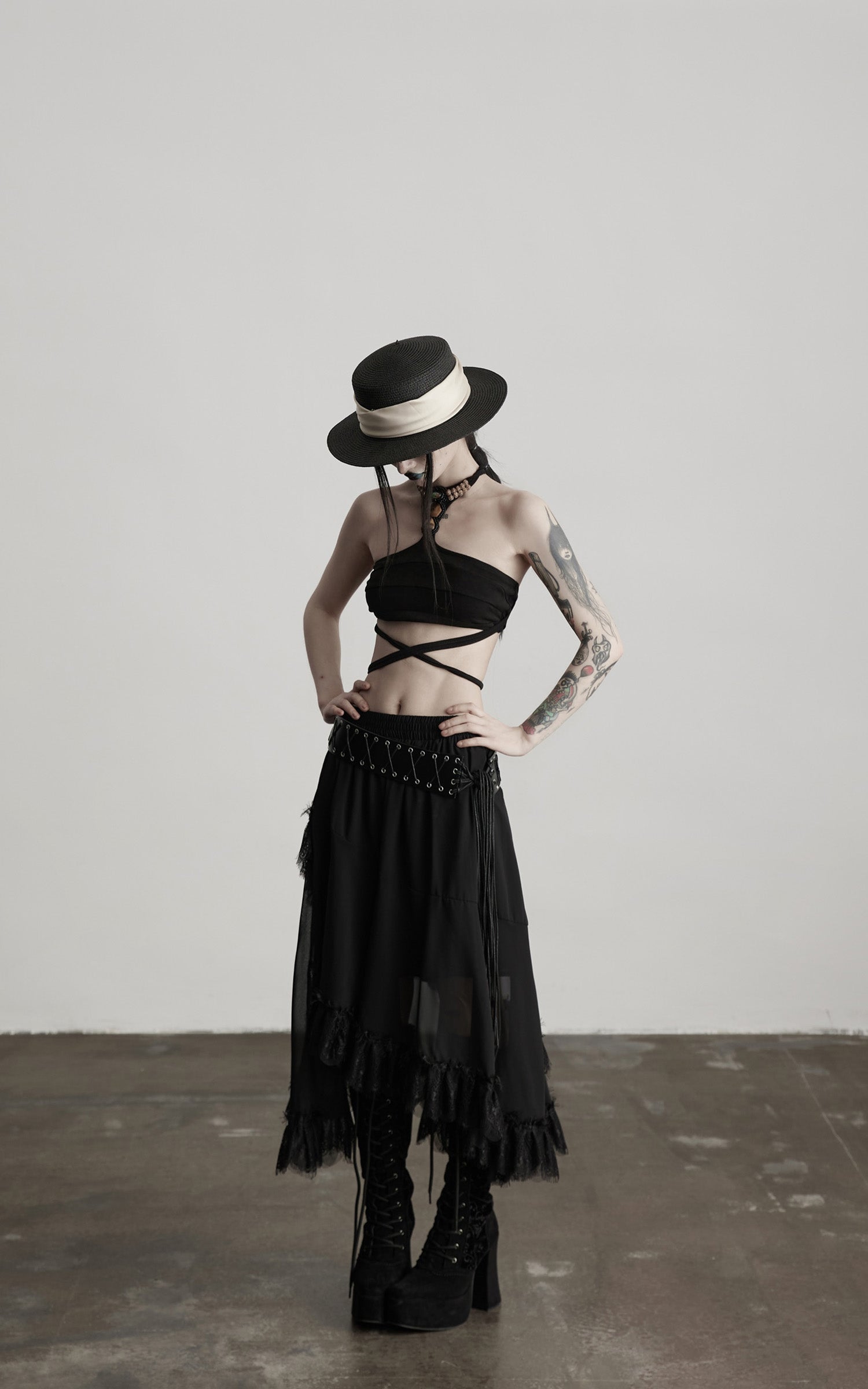 DOINDULGE Sculpted Embellished Halter Top