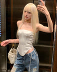 Rase le sol Satin Corset Top with Gloss Finish - PINKPARKS