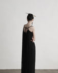 DOINDULGE Lace Panel Long Dress with Carved Horn Beads and Ring Strap Detail