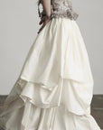 DOINDULGE Layered Cotton Skirt with Asymmetric Draped Hem
