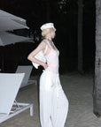 Rase le sol Rhinestone Wing Motif Wide-Leg Pants - PINKPARKS