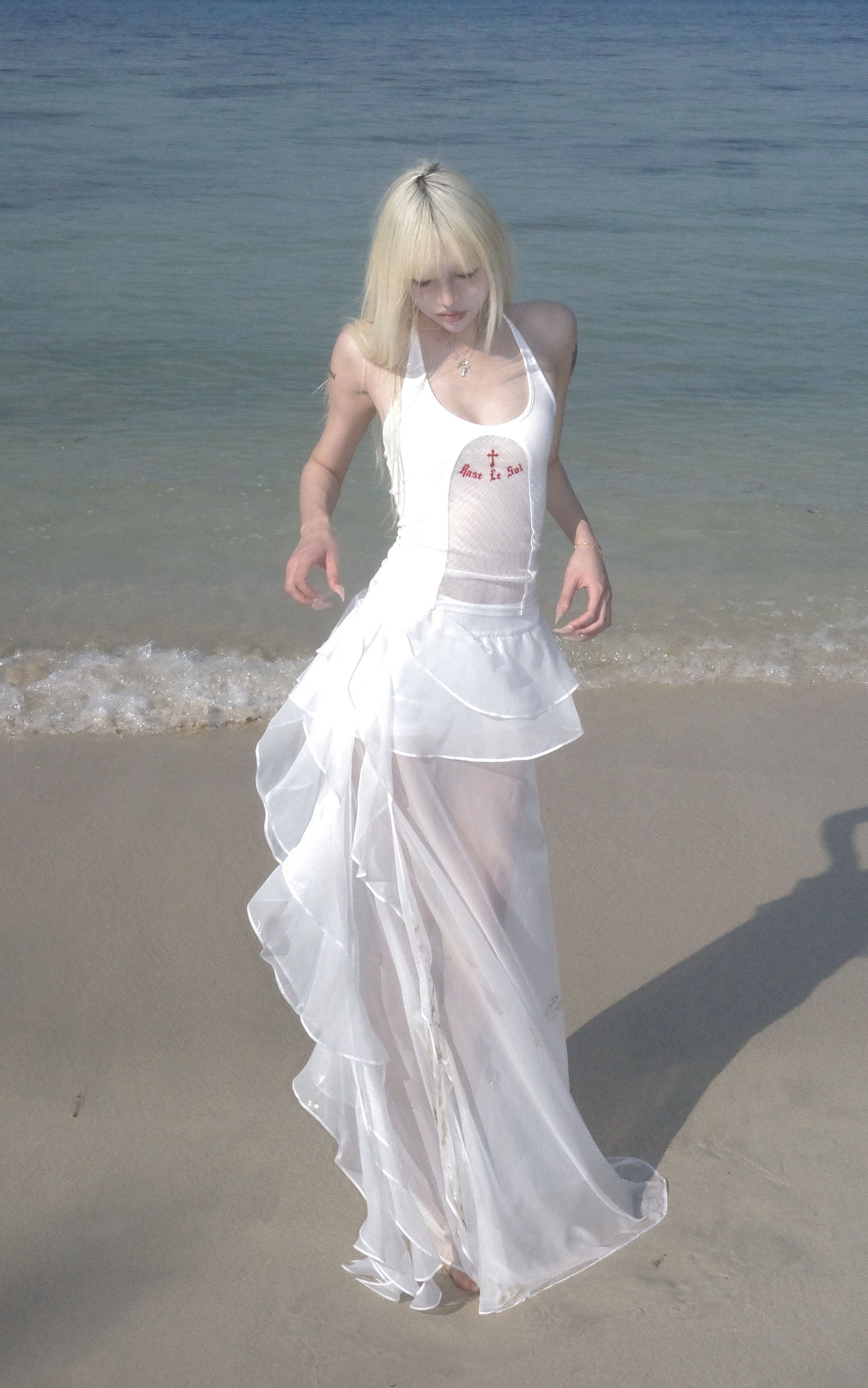 Rase le sol Layered Ruffle Sheer Skirt - PINKPARKS