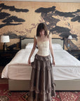 DreamyNerd Ruffle Strap Lace-Trimmed Corset Top - PINKPARKS