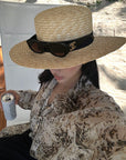ROVENTE Sheer Leopard Blouse with Draped Tie & Rosette - PINKPARKS