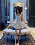 DreamyNerd Ruffle-Edge Bow Lace Mini Dress - PINKPARKS