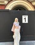 Rase le sol Gothic Print Cropped White Tee - PINKPARKS