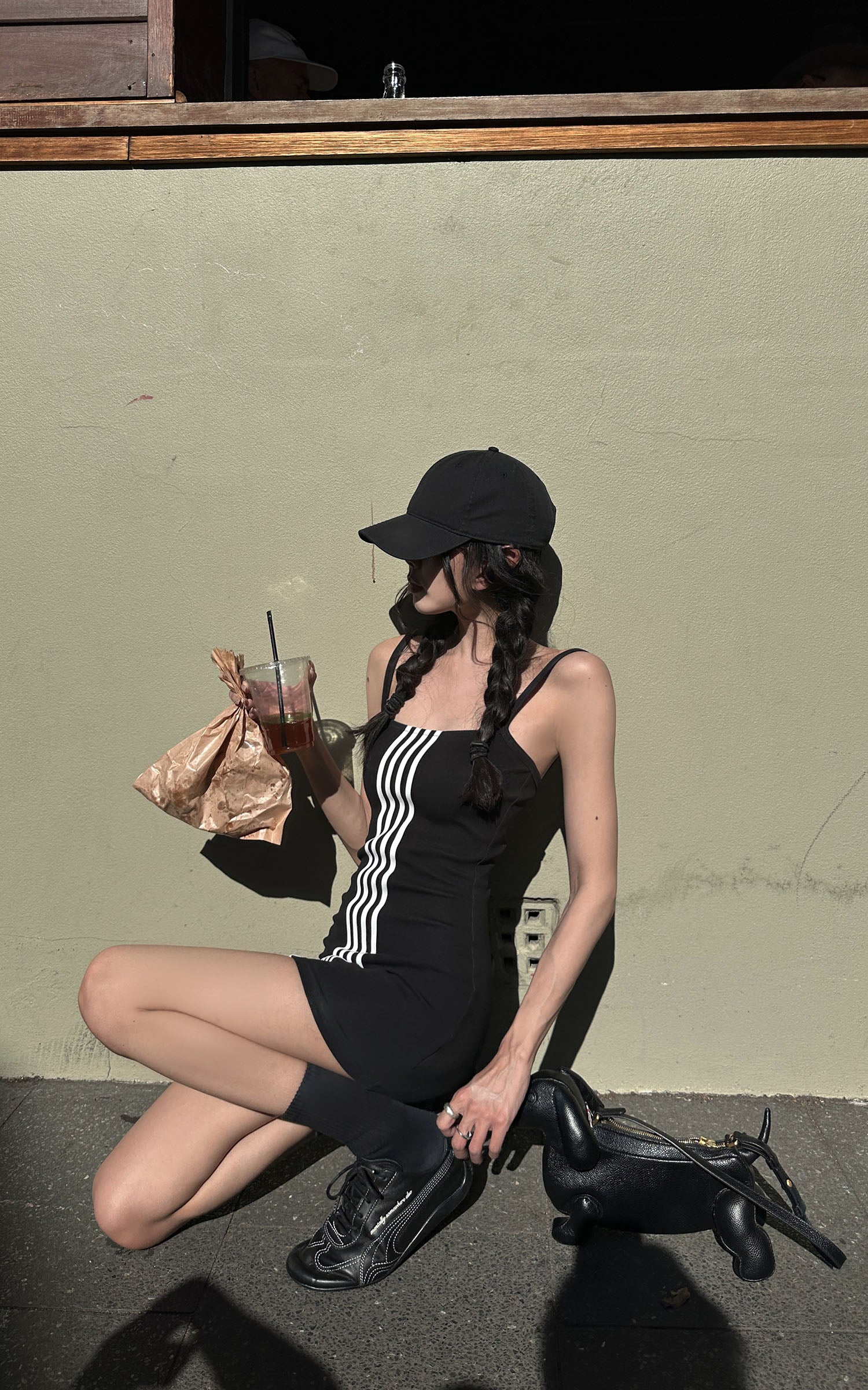 WARDEN EDGE Triple Stripe Minimalist Bodycon Dress - PINKPARKS