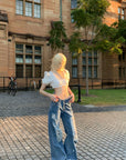 Rase le sol Distressed Wide-Leg Washed Denim Jeans - PINKPARKS