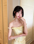 DreamyNerd Off-Shoulder Ruffled Corset and Lace Mermaid Skirt Two-Piece Set - PINKPARKS