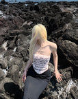 Rase le sol Printed Mesh Corset Bandeau Top - PINKPARKS