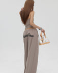 IAMXIAA Strapless Tube Top and Wide Leg Sweatpants Set Casual Streetwear Two Piece Outfit