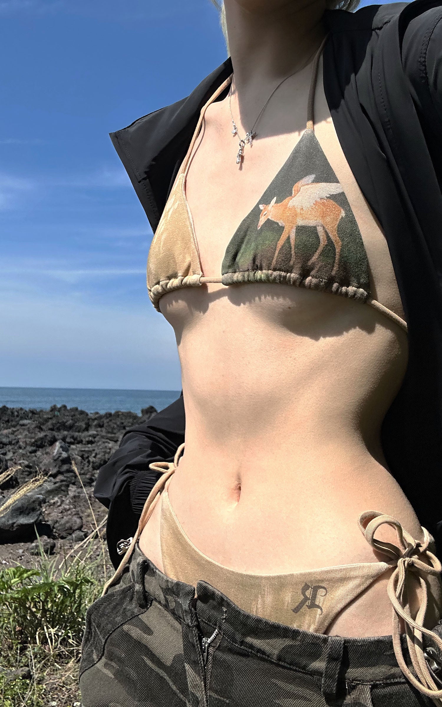 Rase le sol Fawn Mirage Printed Tie Bikini Set - PINKPARKS