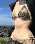 Rase le sol Fawn Mirage Printed Tie Bikini Set - PINKPARKS
