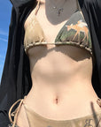 Rase le sol Fawn Mirage Printed Tie Bikini Set - PINKPARKS