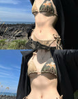 Rase le sol Fawn Mirage Printed Tie Bikini Set - PINKPARKS