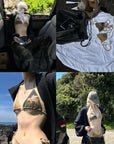 Rase le sol Fawn Mirage Printed Tie Bikini Set - PINKPARKS