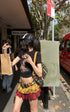 WARDEN EDGE Punk Clash Layered Mini Skirt in Yellow & Red Plaid - PINKPARKS