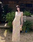 DreamyNerd Floral Mesh Slip Maxi Dress - PINKPARKS