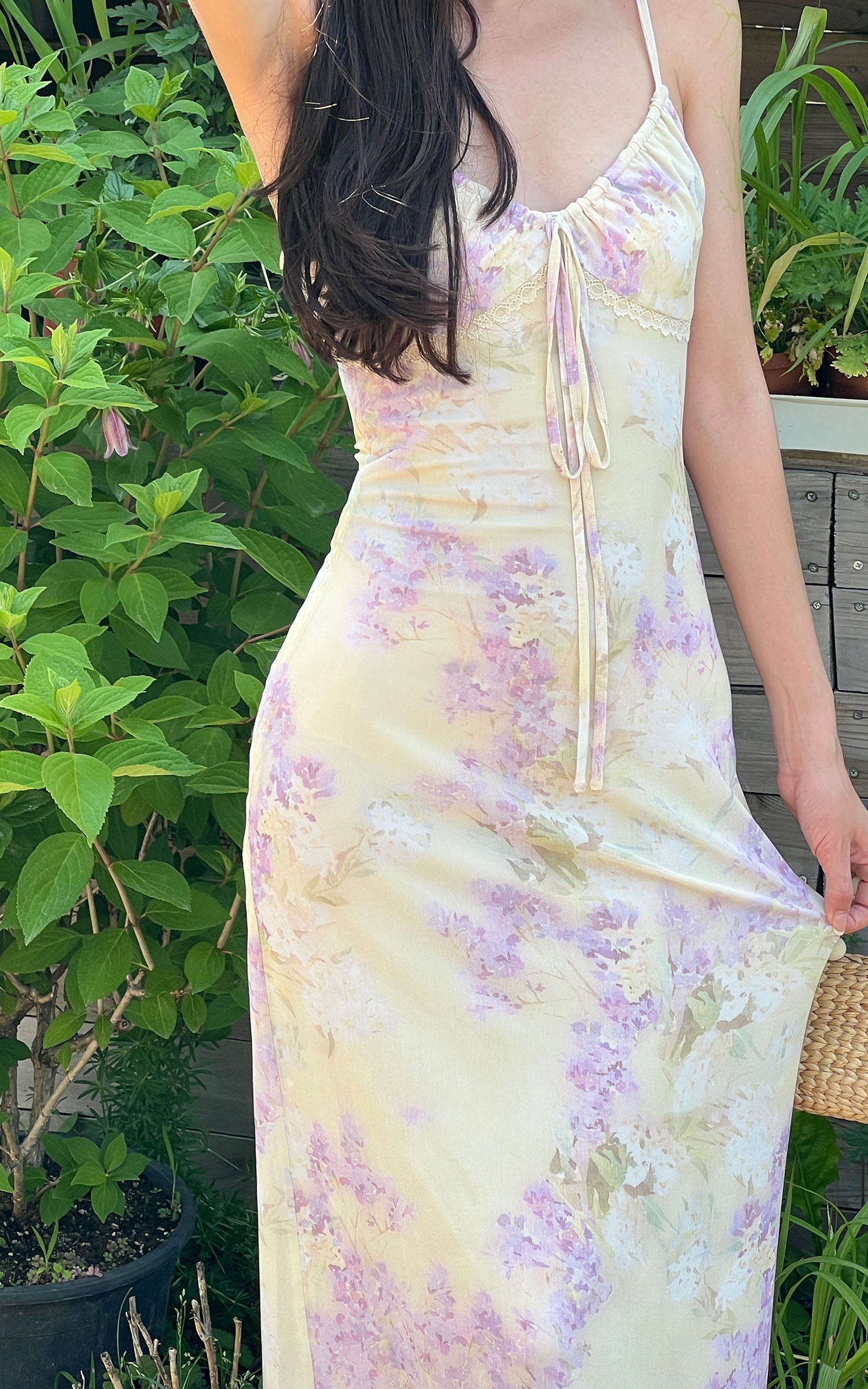 DreamyNerd Floral Mesh Slip Maxi Dress - PINKPARKS