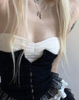 Rase le sol Ruffled Panel Bustier Top - PINKPARKS