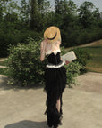 Rase le sol Layered Ruffle Long Skirt - PINKPARKS