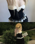 Rase le sol Ruffled Panel Bustier Top - PINKPARKS