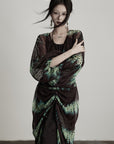 DOINDULGE Draped Dot Mesh Cardigan