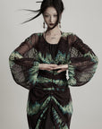 DOINDULGE Draped Dot Mesh Cardigan