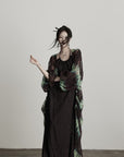 DOINDULGE Draped Dot Mesh Cardigan