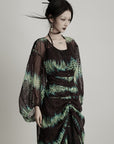 DOINDULGE Draped Dot Mesh Cardigan