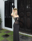 Rase le sol Sheer Panel Spliced Corset Maxi Dress - PINKPARKS