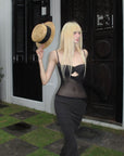 Rase le sol Sheer Panel Spliced Corset Maxi Dress - PINKPARKS