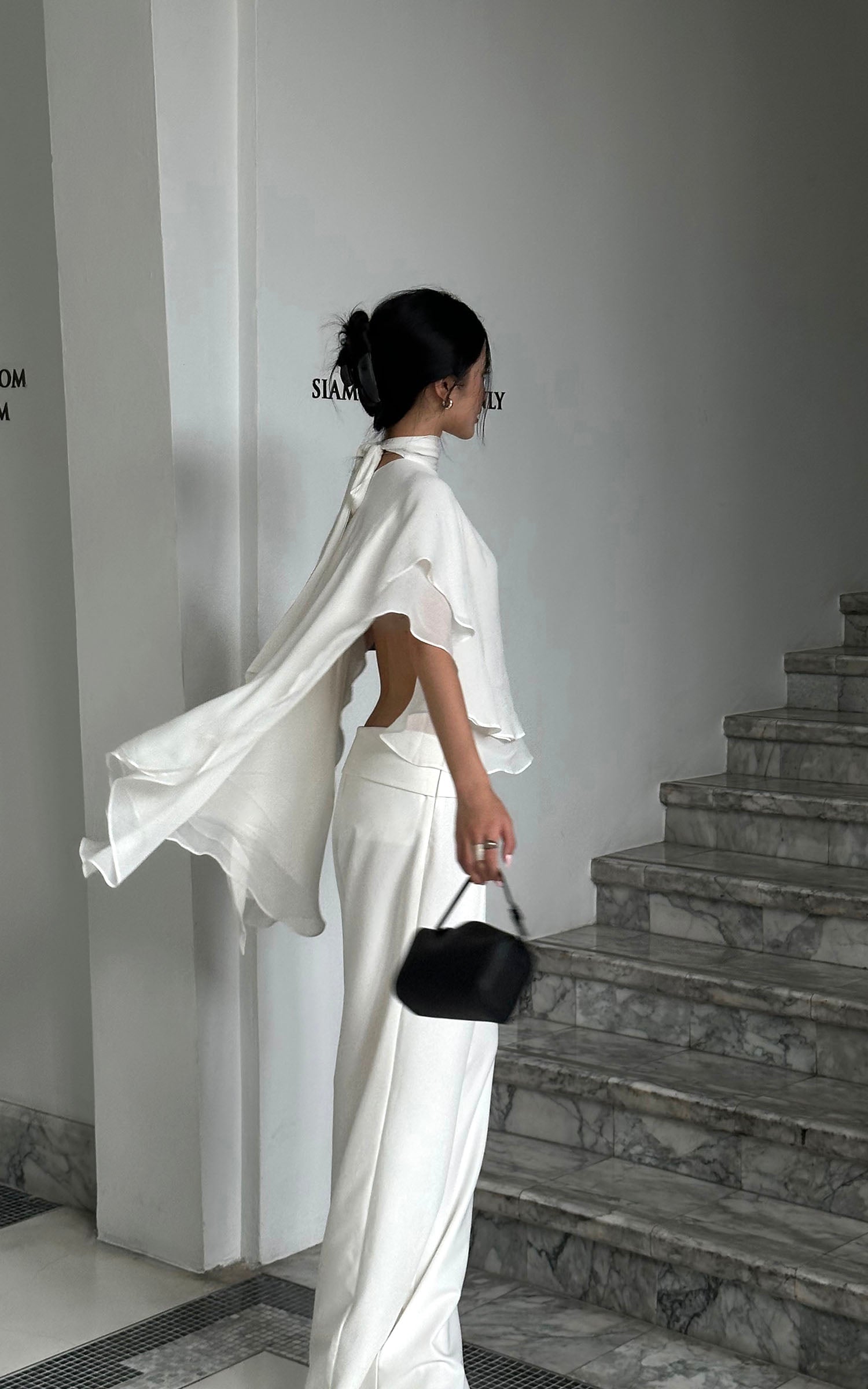 ROVENTE Draped Layered Cape Blouse - PINKPARKS