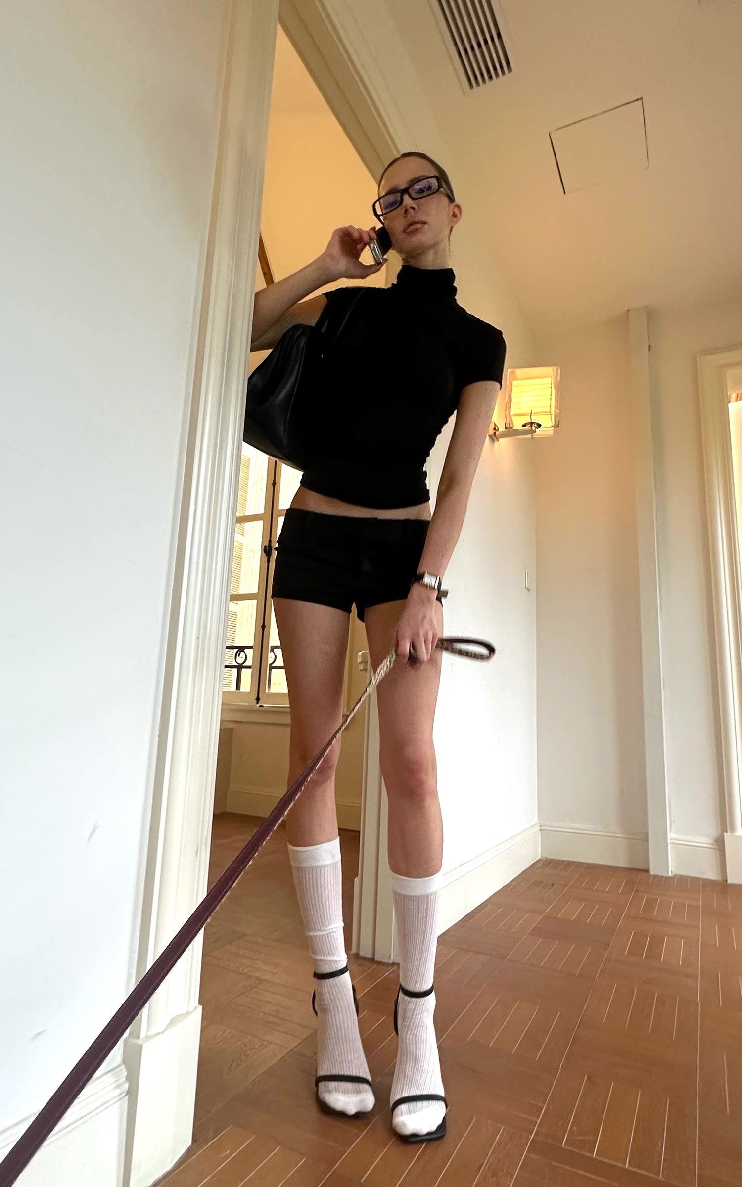 0122stepll Haut à épaules structurées et col montant