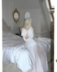 Rase le sol Draped Halter Backless Gown with Oversized Bow - PINKPARKS