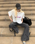 Rase le sol Vintage Convertible Car Graphic Oversized Gender-Neutral T-Shirt - PINKPARKS